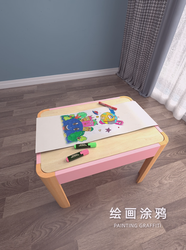 儿童多功能学习积木桌|三维动画制作